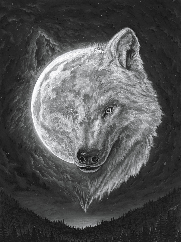 Wolf Moon Art - Guardian of Twlight by Paul Bielaczyc