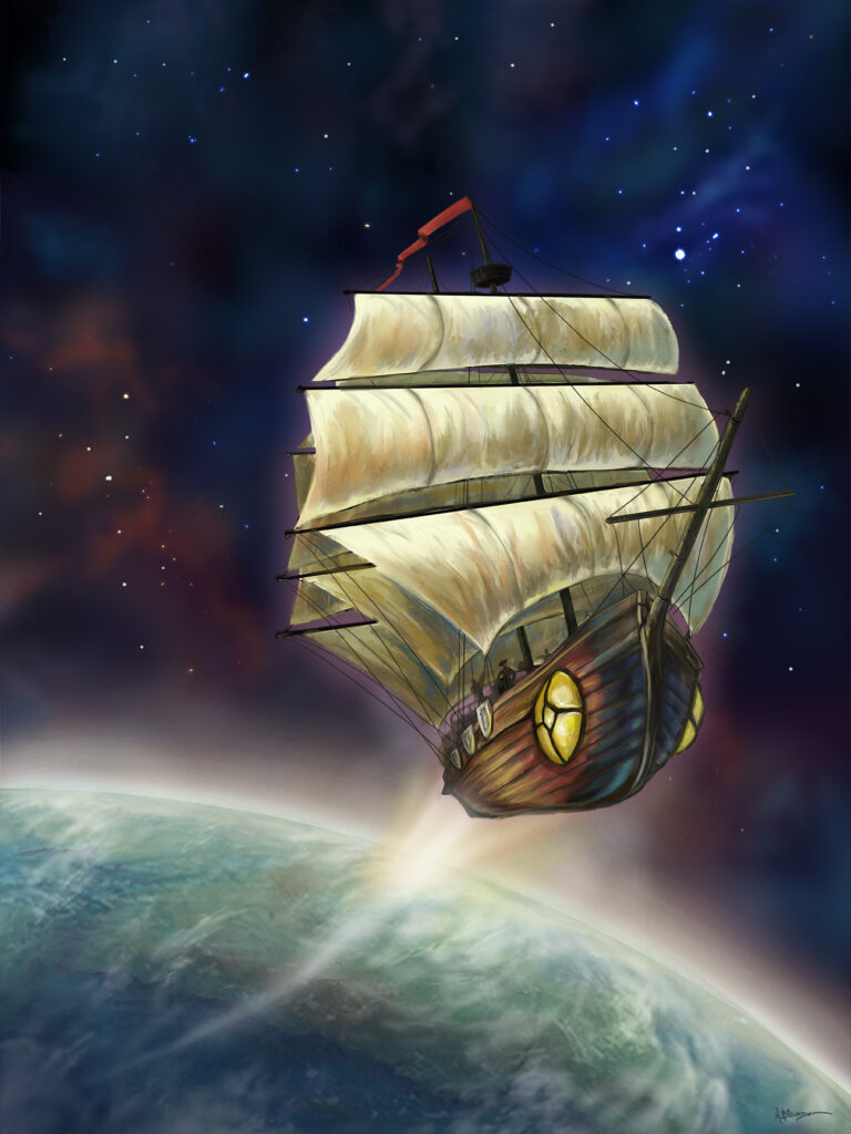 Spelljammer pirate ship - StarBorn art by Michael Bielaczyc